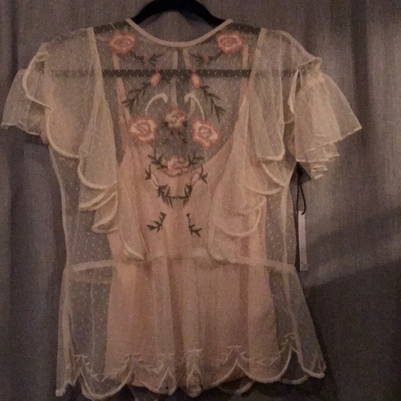 DEX Sheer White Floral Shirt - Picture 1 of 2